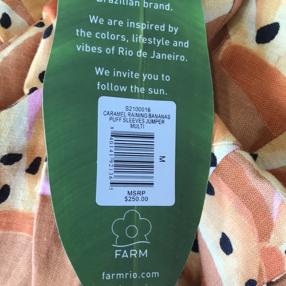 Farm Rio Carmel Raining Bananas Puff Sleeve Jumpsuit sizes S and M - Picture 15 of 16